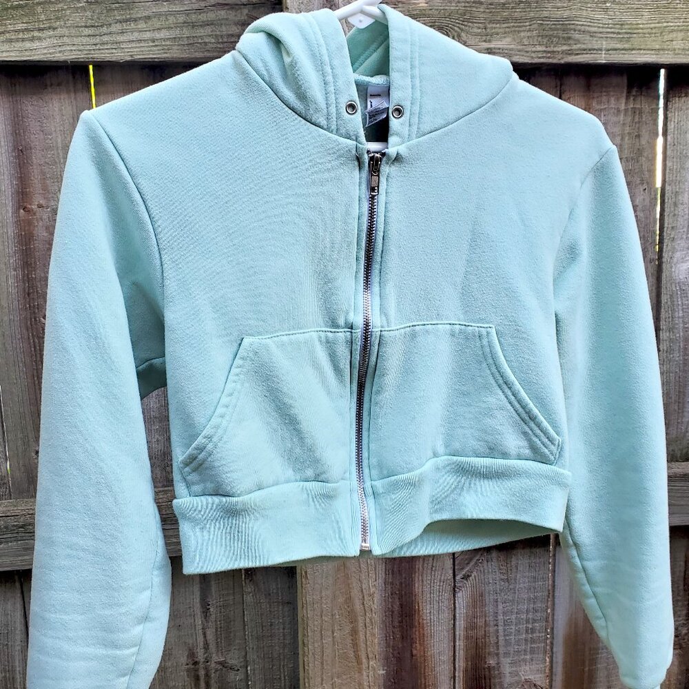 Cozy mint cropped hoodie